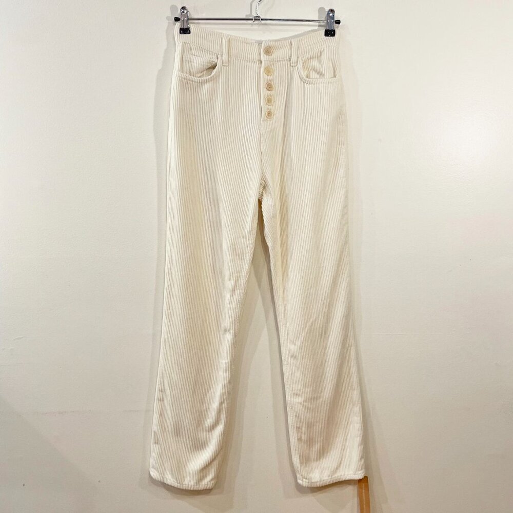 Last Chance! New Ref Cynthia Button Fly Corduroy Straight Leg Pants Cream 25 - Picture 3 of 8